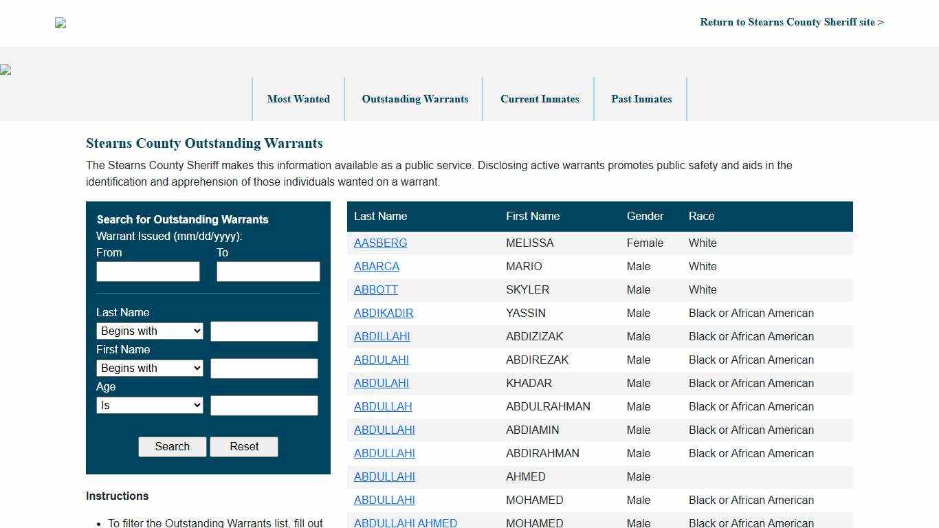 Stearns County, MN | Warrant Search