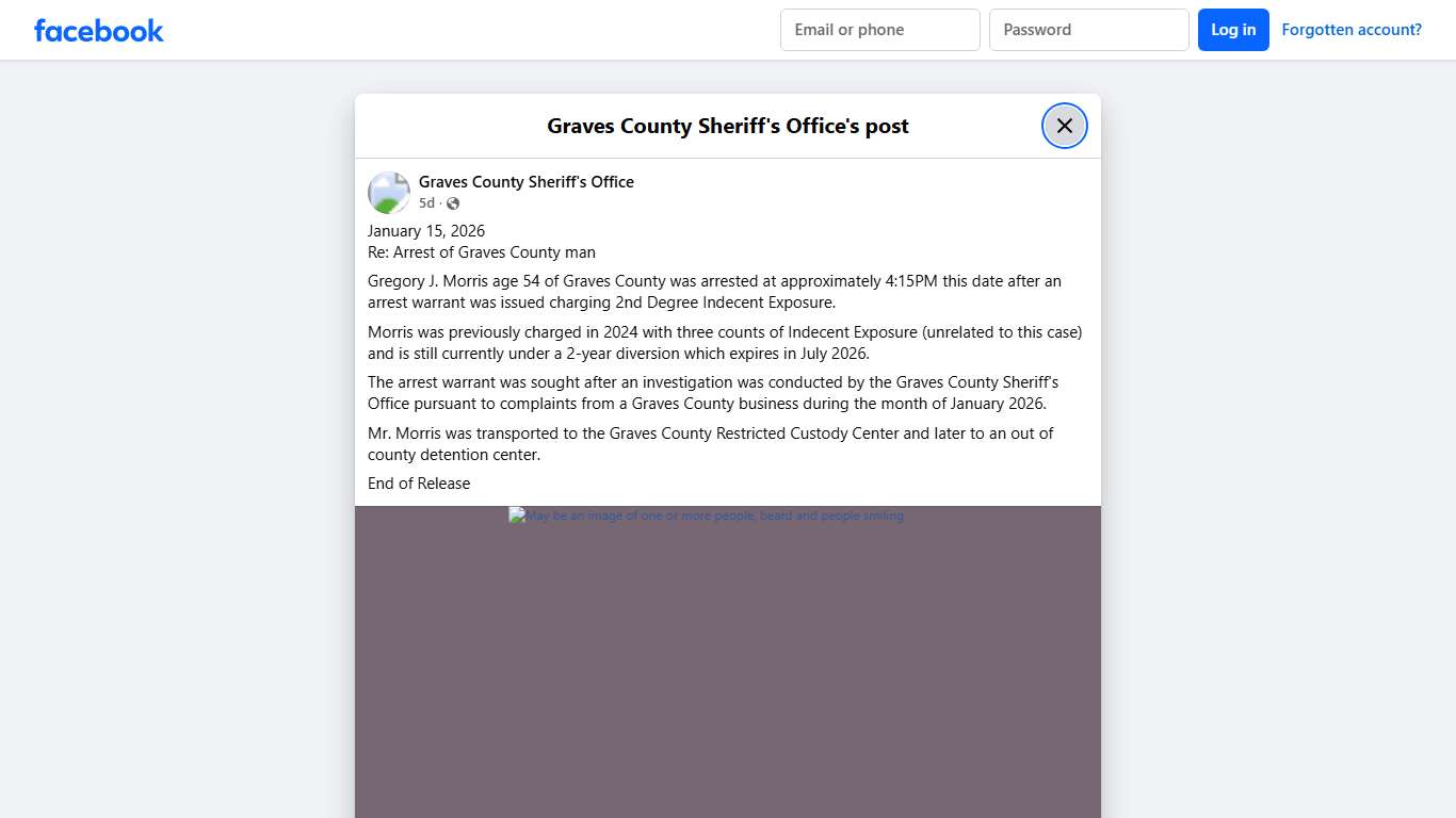 January 15, 2026 Re:... - Graves County Sheriff's Office | Facebook